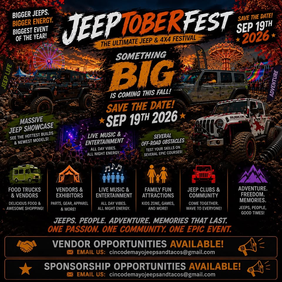 SOLICITUDES DE VENDOR YA DISPONIBLES! ¡JEEPTOBER FEST 2026 viene MÁS GRANDE y MEJOR este otoño!