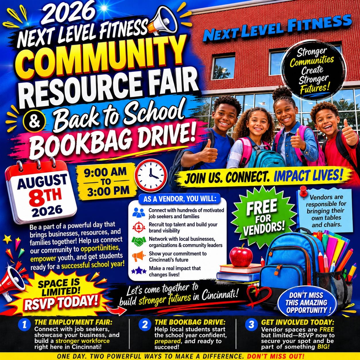 2026 Next Level Fitness Community Resource Fair & Back to School Bookbag Drive