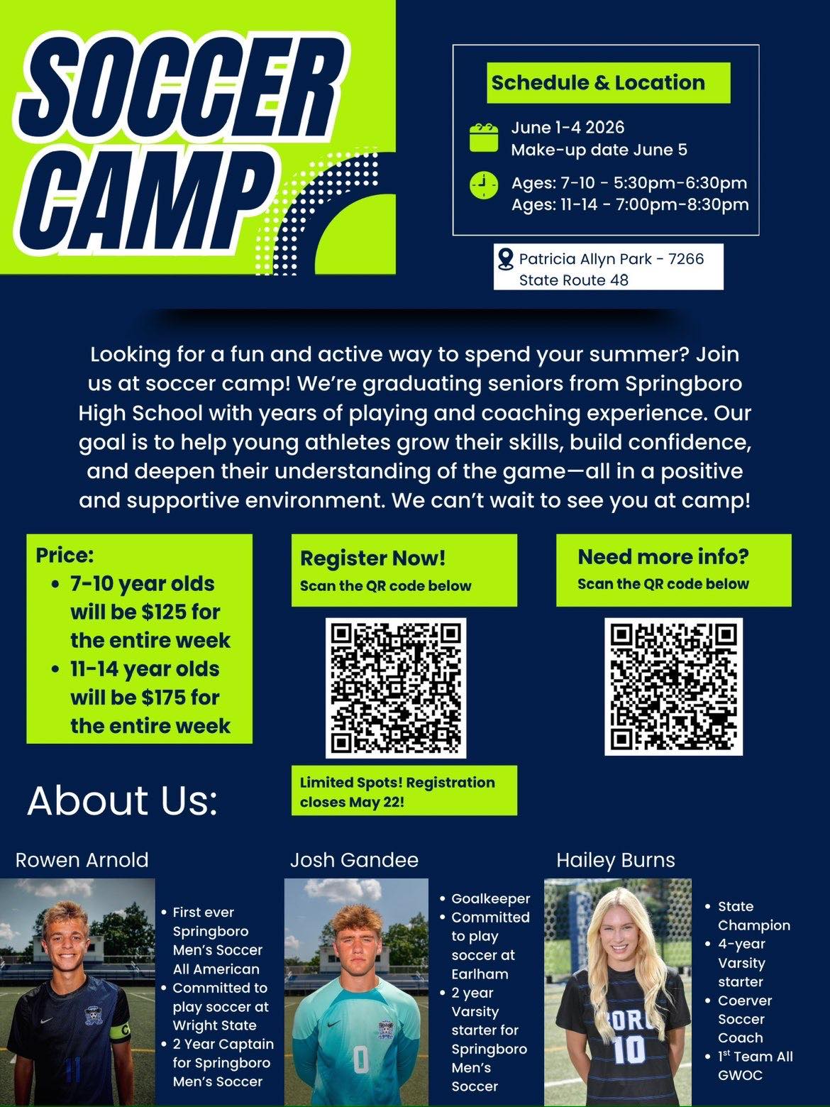 Soccer Camp (Summer) - Patricia Allyn Park