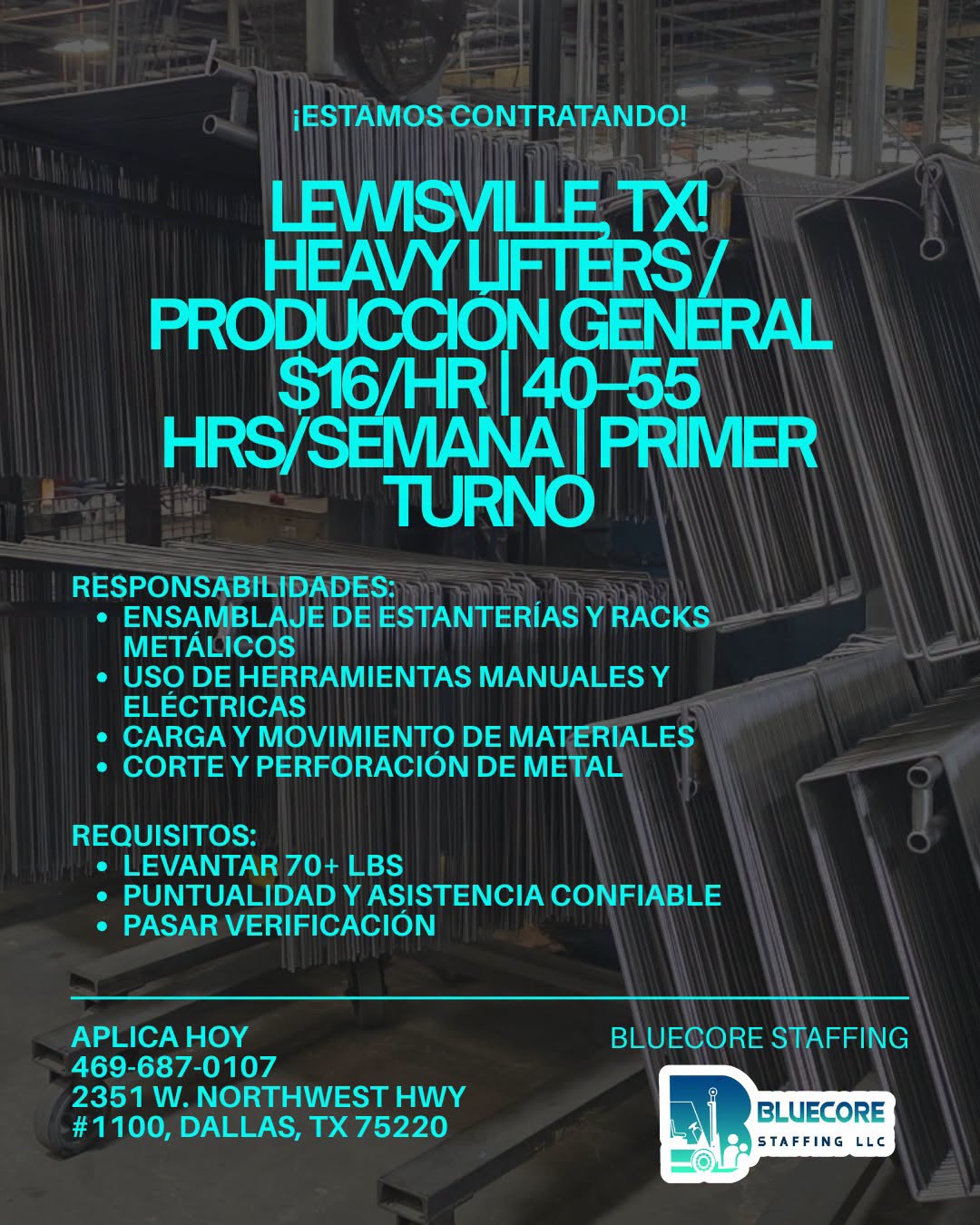 Estamos Contratando en Lewisville, TX!