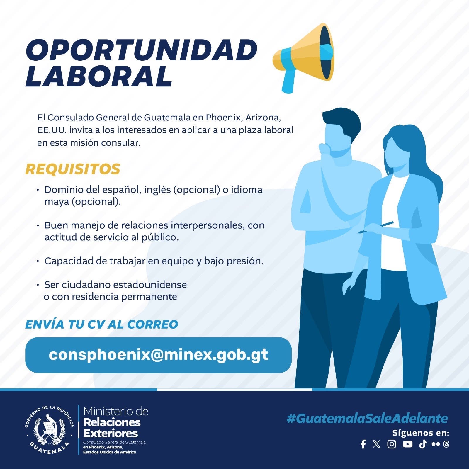 El Consulado de Guatemala en Phoenix Arizona﻿ - OPORTUNIDAD LABORAL