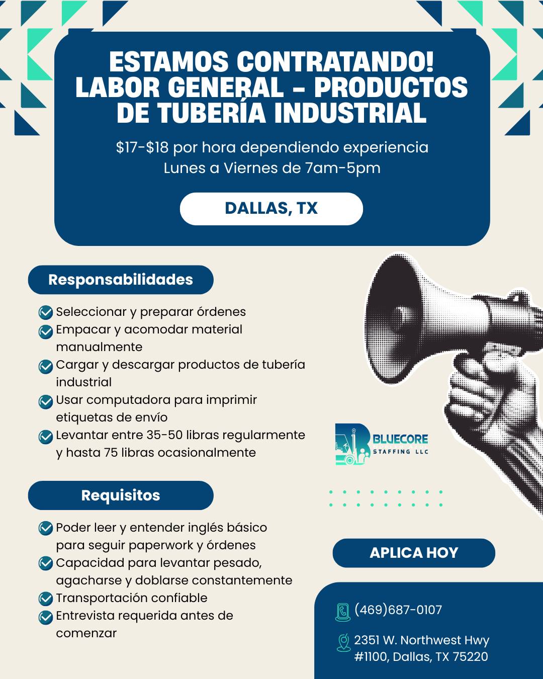 LABOR GENERAL - PRODUCTOS DE TUBERIA INDUSTRIAL