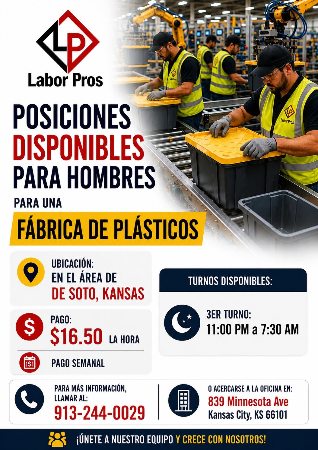 Posiciones disponibles para una fábrica de plásticos!