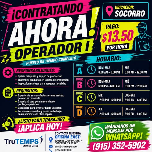 CONTRATACIÓN URGENTE: Operador