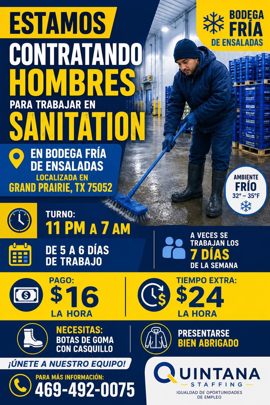Quintana staffing. Contratando HOMBRES para SANATION