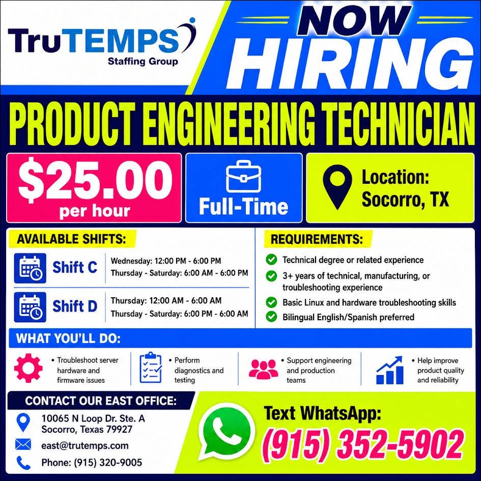 AHORA CONTRATANDO: Técnico de Ingeniería de Productos