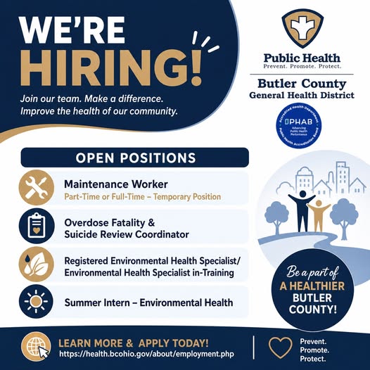 Empleos disponibles en Salud Pública – Butler County
