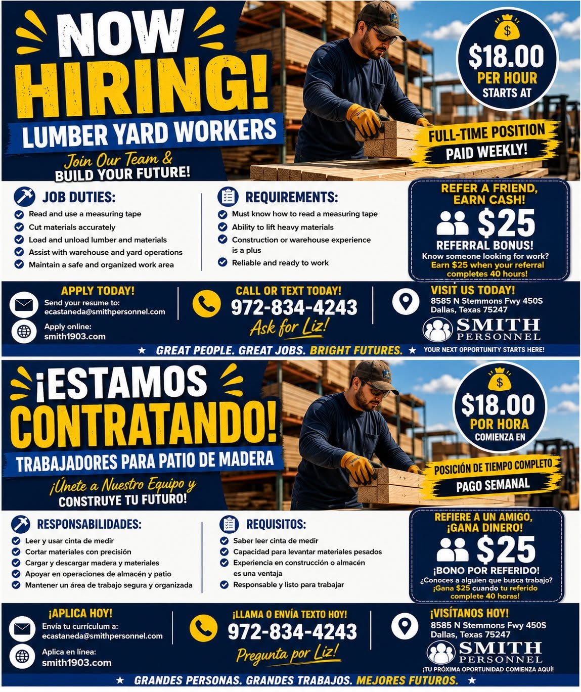 Se solicitan trabajadores para patio de madera