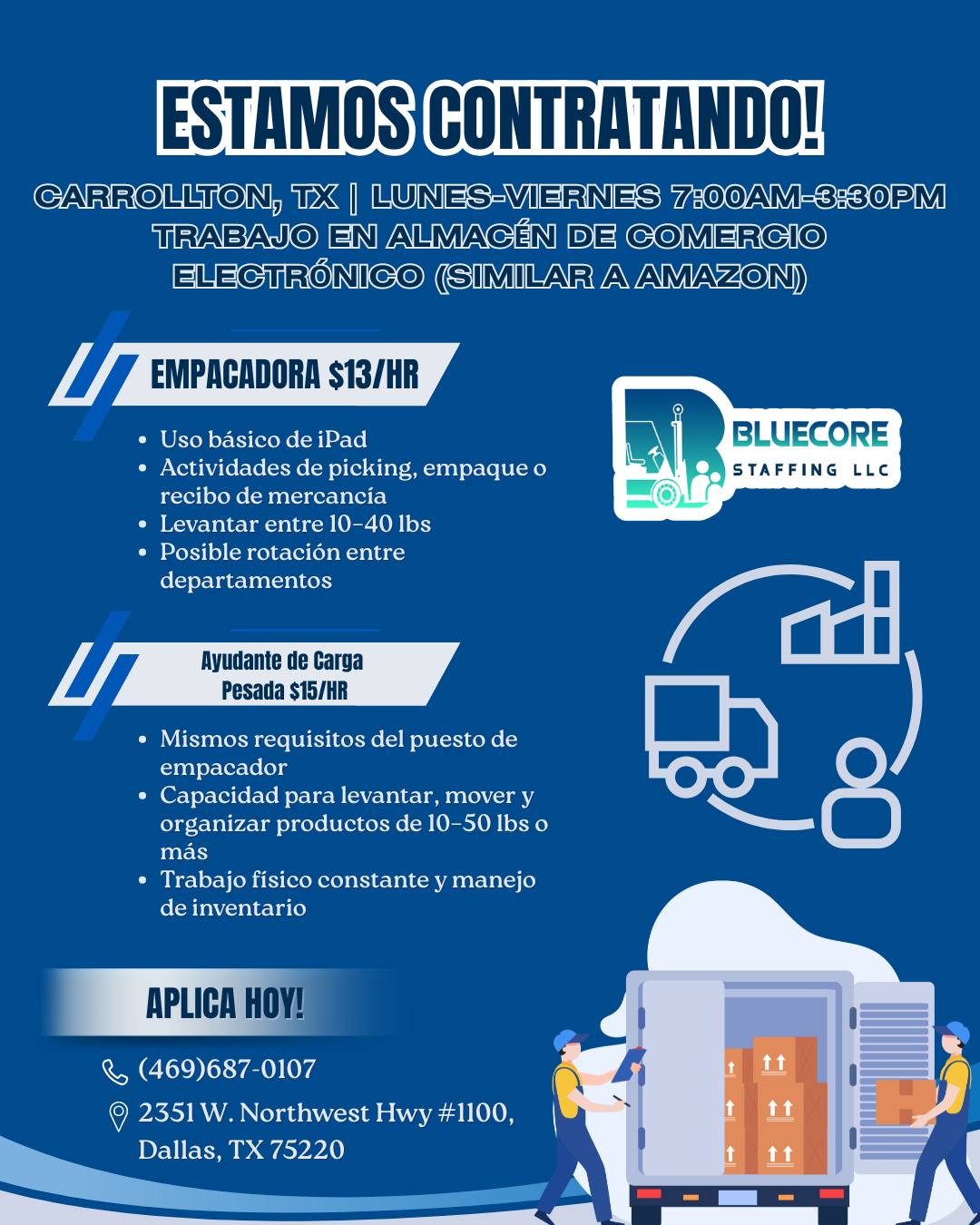 Empleo en almacén de comercio electrónico (Carrollton, TX)