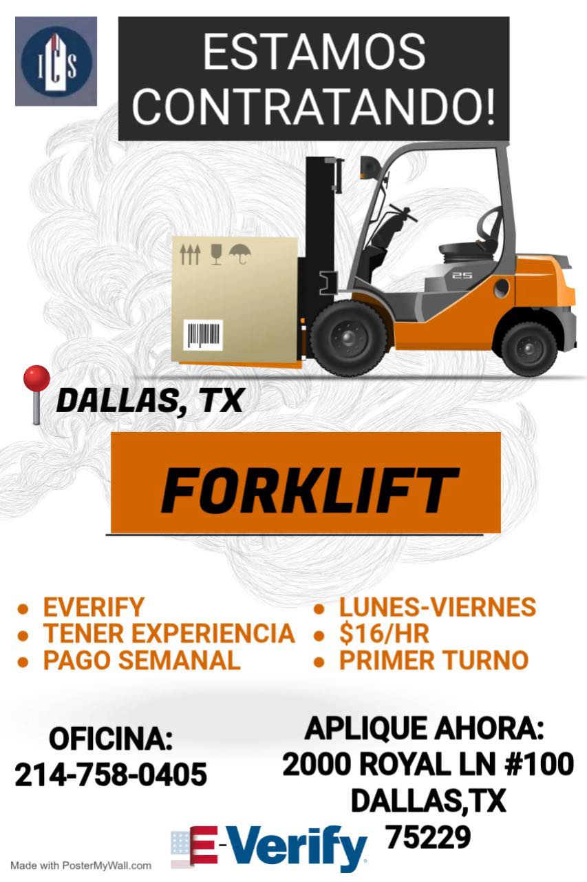 Empleo: Operador de montacargas (Forklift)