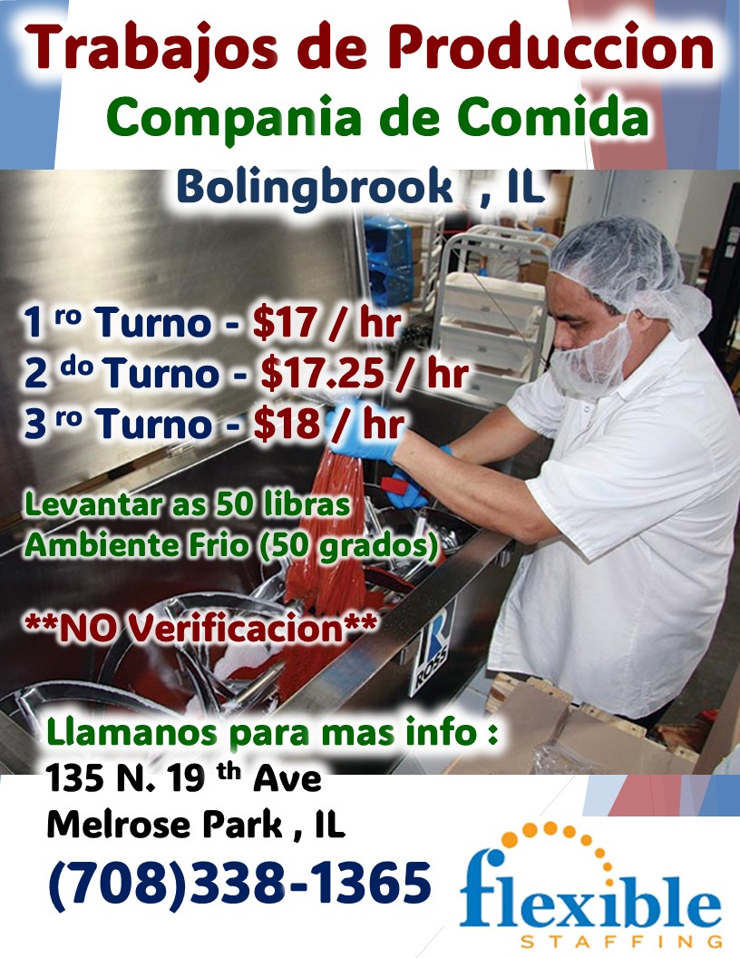 Trabajo de Producción - Compañía de Comida (Bolingbrook, IL)