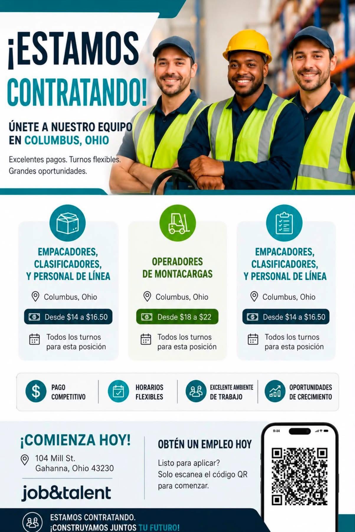 ¡Estamos contratando en Columbus, Ohio!