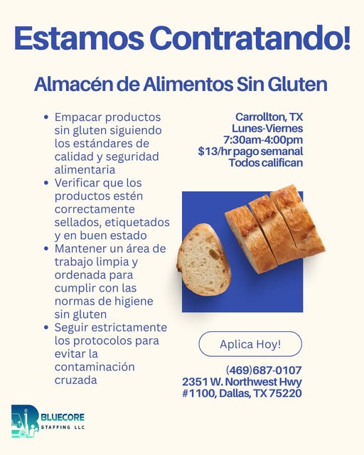 Empleo en Almacén de Alimentos Sin Gluten