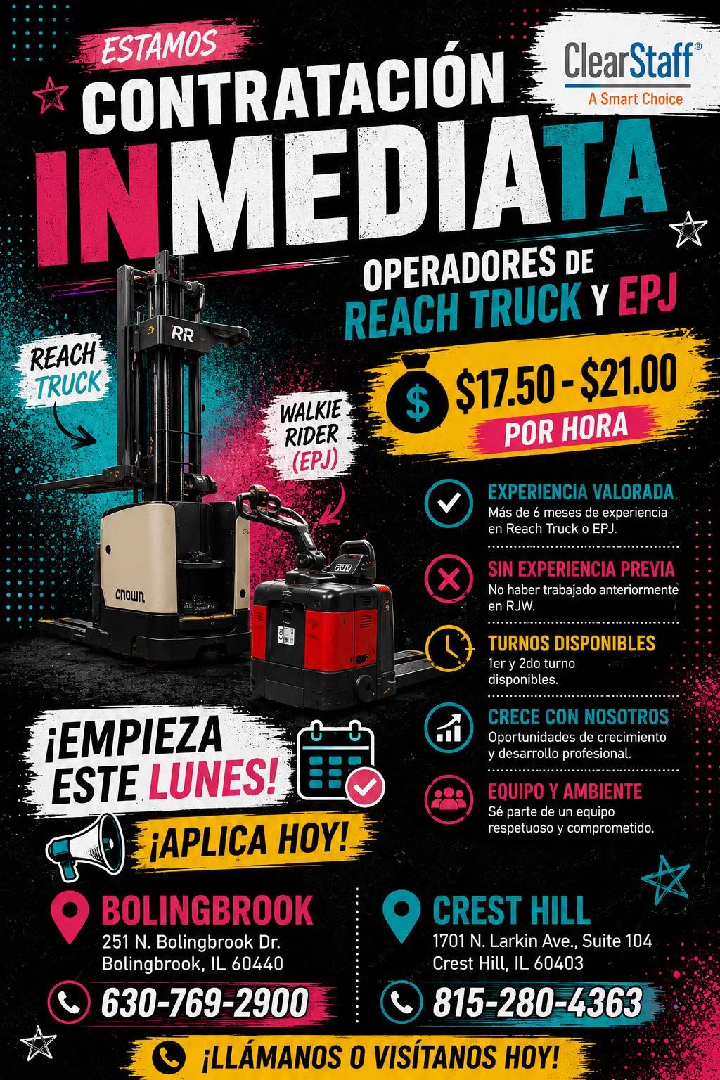 Contratación inmediata operadores de Reach Truck y EPJ